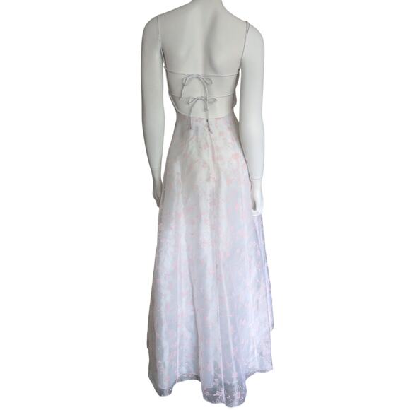 VTG Morgan Co Babydoll Gown 4 Formal Dress Open Back Pink Velvet Burnout Fairy - Picture 2 of 6